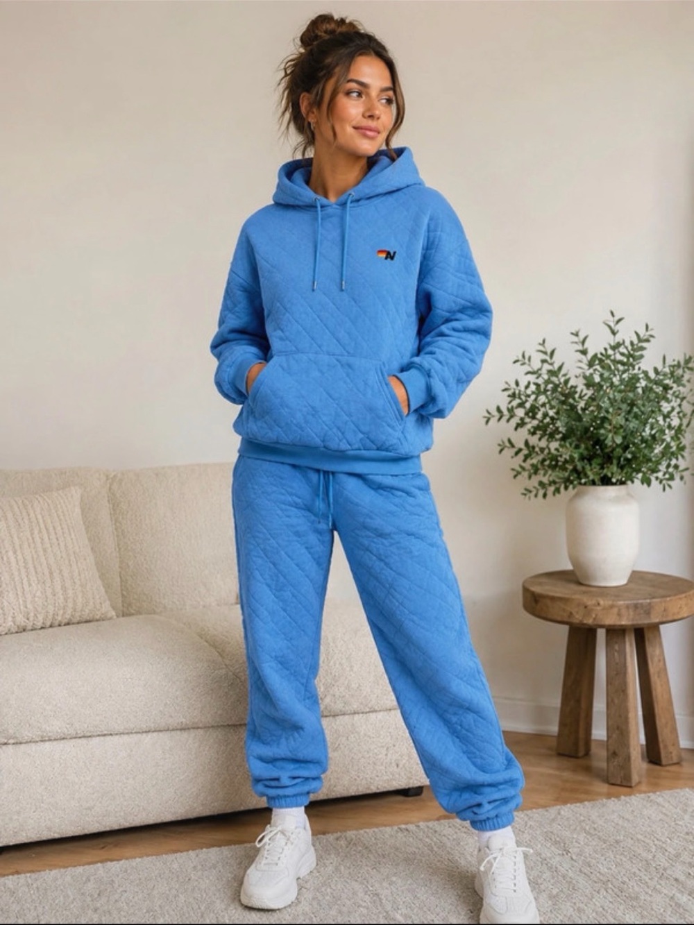 Aviator Nation Quilted Hoodie - Ocean